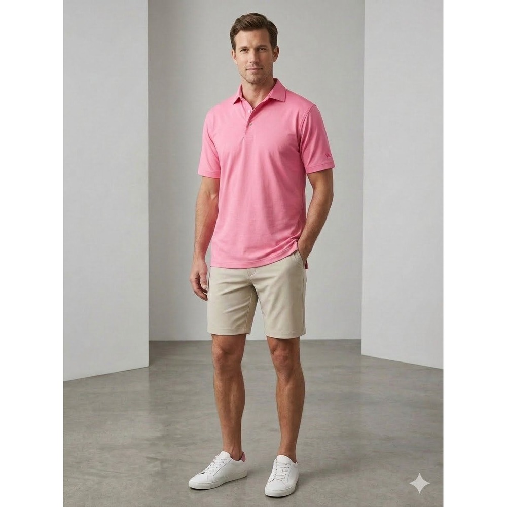 Peter Millar Summer Comfort Mens Pink Performance Golf Polo Shirt Large